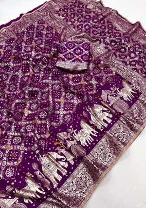 Magenta color soft viscose silk saree with zari weaving work