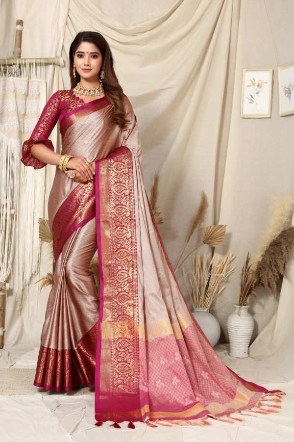 Buy Peach color Silk Saree With Silk Blouse Online - SARV01336 | Andaaz  Fashion