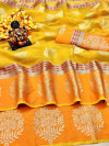 Yellow color Doriya Zari Weaving Work saree