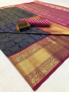 Blue color kanchipuram Handloom Weaving Silk Saree
