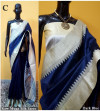 Navy blue color banglori raw silk saree with pallu
