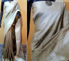 Cream color banglori raw silk saree with pallu