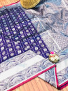 Purple color lichi silk weaving saree with zari work
