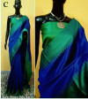 Royal blue color banglori raw silk saree with pallu