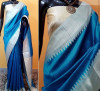 Firoji color banglori raw silk saree with pallu