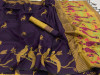 Wine color handloom raw silk saree with woven contrast pallu