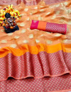 Orange color Doriya Zari Weaving Work saree