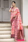 Pink color soft silk weaving saree with zari woven border and pallu
