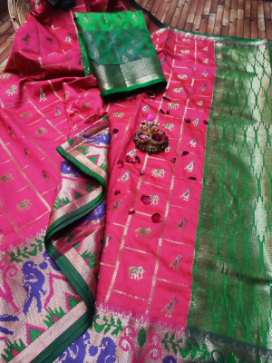 Soft banarasi silk saree with weaving work