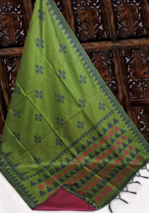 Handloom raw silk saree with resham weaving contrast pallu