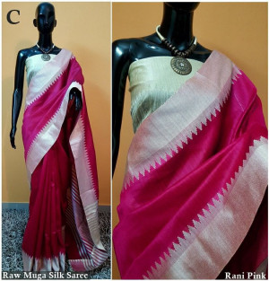 Pink color banglori raw silk saree with pallu