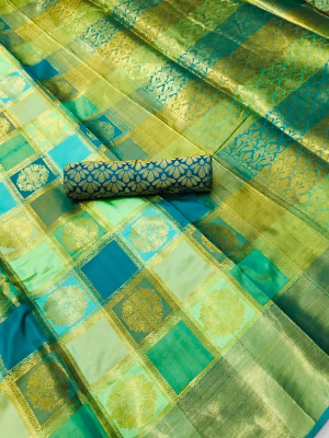 Multi color kanchipuram jacquard weaving silk saree with zari work