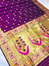 Magenta color soft kanchipuram silk saree with golden zari weaving work