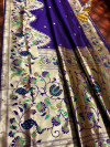 Violet color paithani silk saree with pure golden zari weaving work