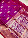 Purple color soft kanchipuram silk saree with zari weaving work