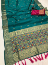 Firoji color kanchipuram silk saree with weaving work