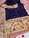 Navy blue color royal paithani silk saree with weaving work