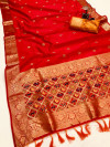 Red color kanchipuram silk saree with weaving work