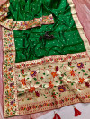 Green color royal paithani silk saree with weaving work