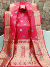Pink color cotton silk saree with weaving work