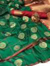 Green color soft lichi silk saree with pure golden zari weaving work