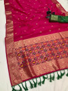 Pink color kanchipuram silk saree with weaving work