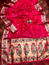 Pink color soft banarasi silk saree with zari weaving work