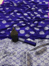 Royal blue color lichi silk saree with zari weaving work