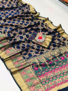 Navy blue color soft banarasi silk saree with weaving work