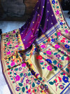 Magenta color paithani handloom silk saree with zari work