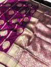 Magenta color kanchipuram silk saree with golden zari work