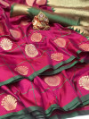 Dark pink color soft lichi silk saree with pure golden zari weaving work