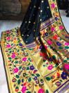Black color paithani handloom silk saree with zari work