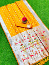 Orange color soft paithani silk saree with silver zari weaving work