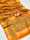 Mustard yellow color soft banarasi silk saree with weaving work