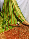 Parrot green color banarasi patola silk saree with weaving work