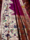 Magenta color paithani silk saree with pure golden zari weaving work