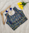 Ikkat silk jacquard readymade blouse with zari work
