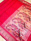 Pink color paithani silk saree with weaving work