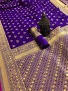 Purple color lichi silk saree with gold zari weaving work