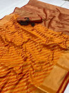 Orange color kanchipuram silk saree with zari woven work