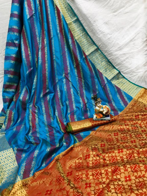 Firoji color banarasi patola silk saree with weaving work