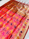 Baby pink color patola silk saree with zari woven work
