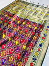 Maroon color patola silk saree with gold zari weaving work