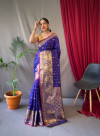 Violet color soft banarasi silk saree with zari weaving work