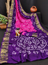 Multi color pure hand bandhej bandhani saree with zari weaving work