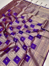 Purple color banarasi silk saree with golden zari weaving work