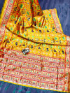 Yellow color patola silk saree with woven design