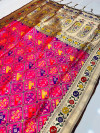Rani pink color patola silk saree with gold zari weaving work