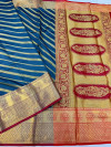 Gray color kanchipuram silk saree with golden zari weving work